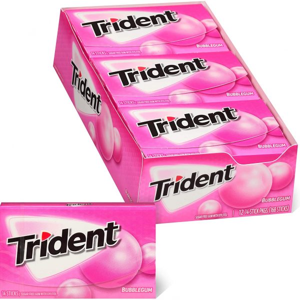 بسته 12 عددی آدامس تریدنت بادکنکی Trident Bubblegum